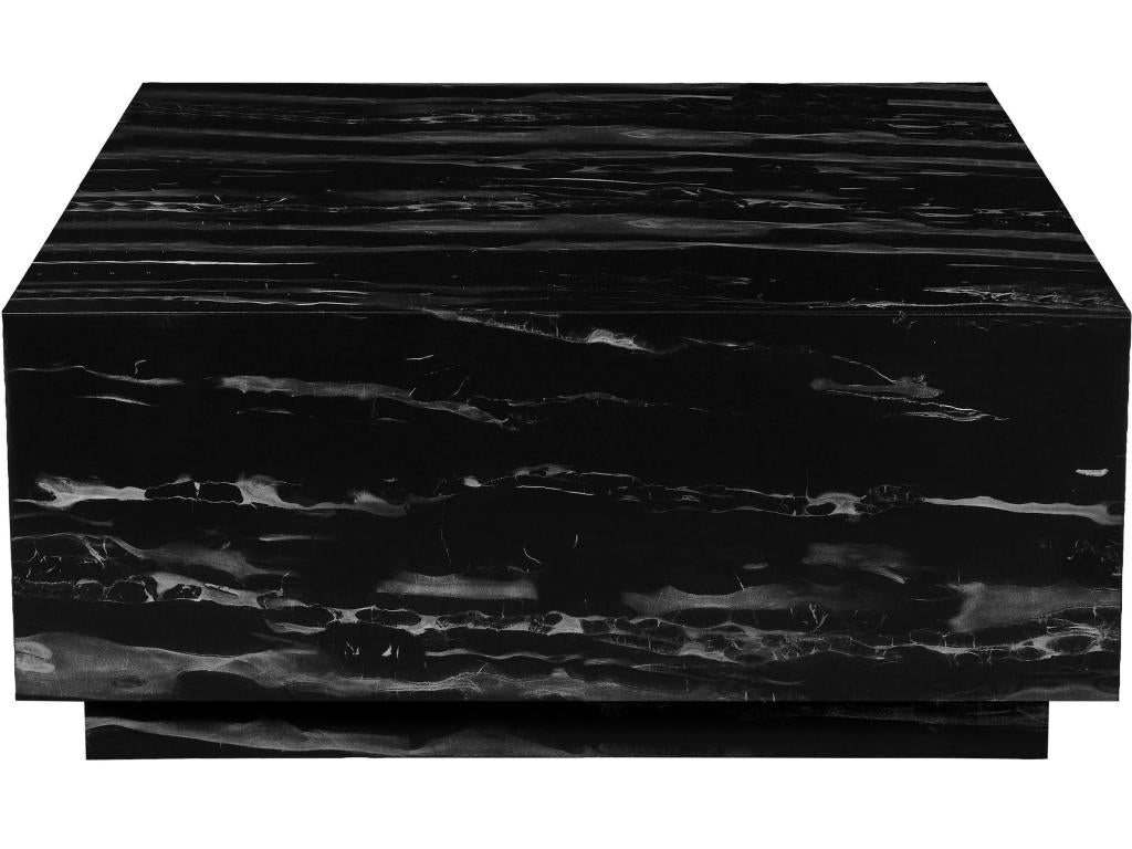 Side table in black-grey marble-effect MDF