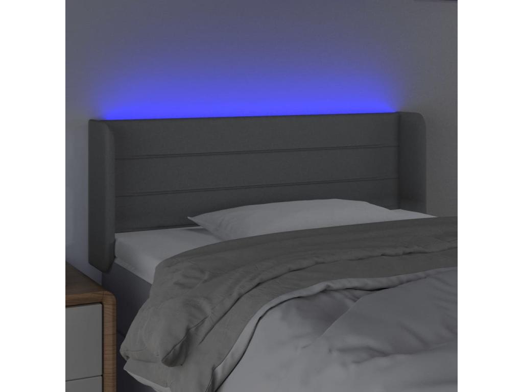 Light Grey LED Headboard 83x16x78/88 cm Fabric