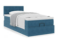 Ottoman bed frame with dark blue 90x200 cm velvet mattress