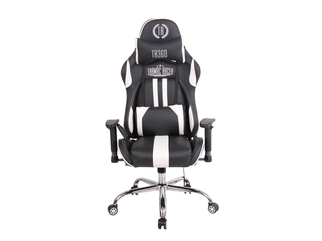 Office chair - Faux leather / Chrome metal - Black / White - Meublita XM