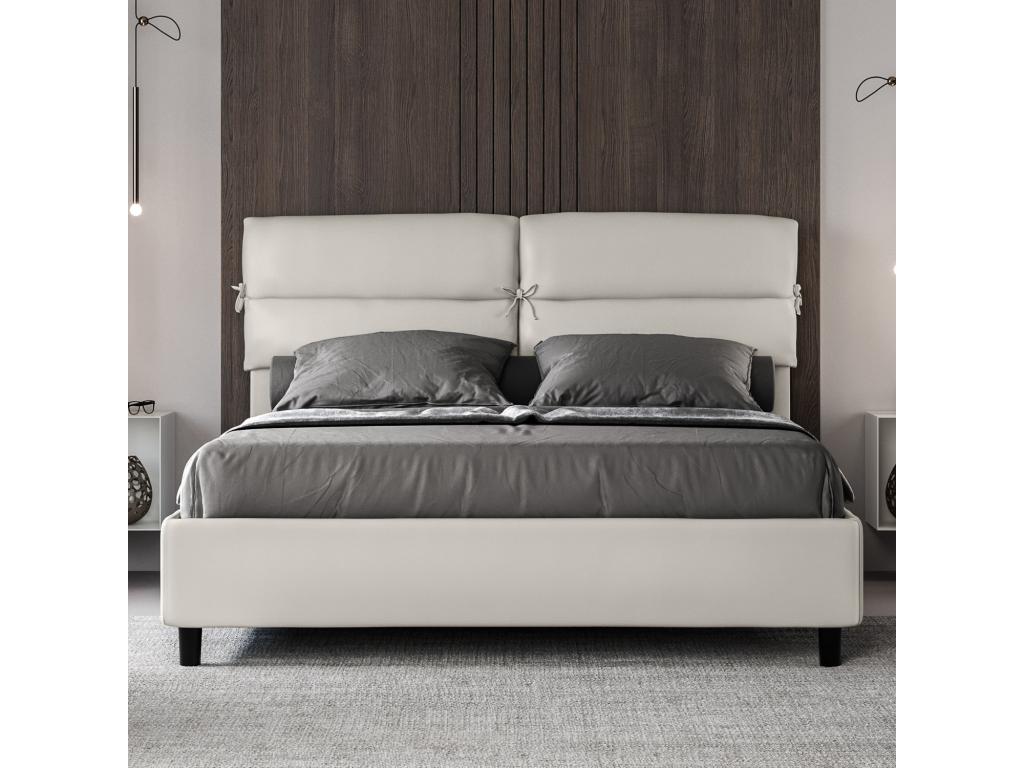 Vertchez white faux leather double lift-up storage bed 160x190