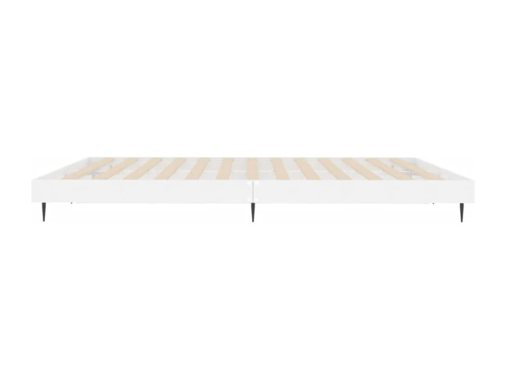 High-gloss white bed frame, 180x200 cm, engineered wood