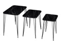 Set of 3 Rudk Vertchez rectangular nesting side tables in black marble.