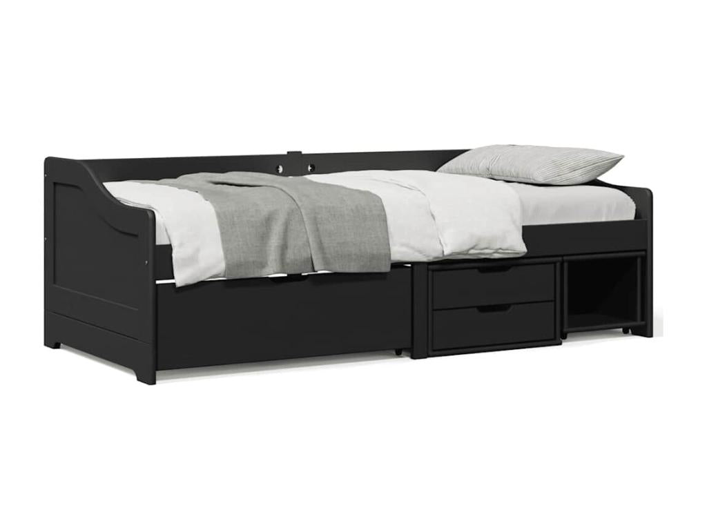 Daybed with 3 drawers, mattress not included, IRUN black, 90x200 cm