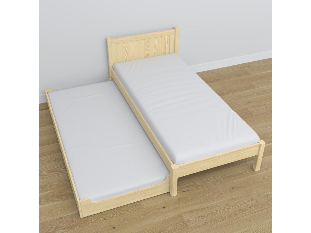 N02 Light Pine Wooden Trundle Bed 90x180