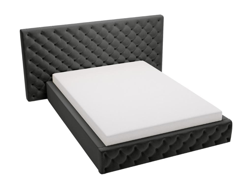 Upholstered bed with storage - 120x200 - double bed - velvet - black - Madera
