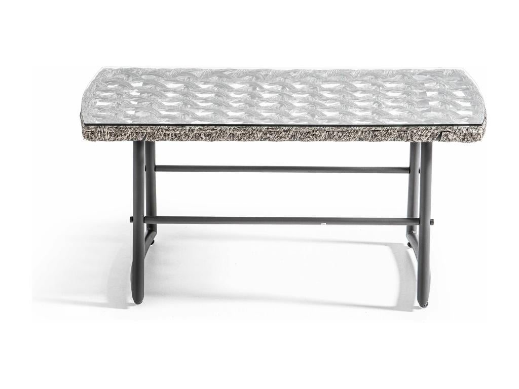 4-seater garden furniture set in metal and grey resin