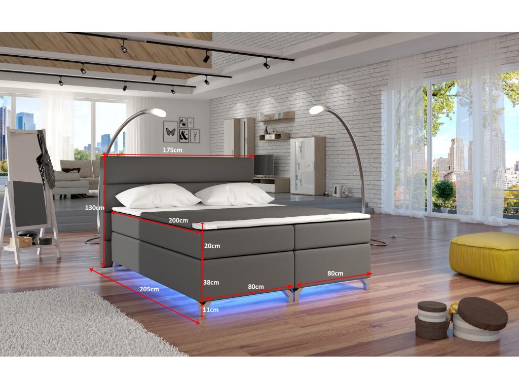 Meublita 160x200 Box Spring Bed in Emerald Green Fabric