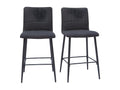Vintage bar stools, dark grey fabric, set of 2, H62 cm, FARELL