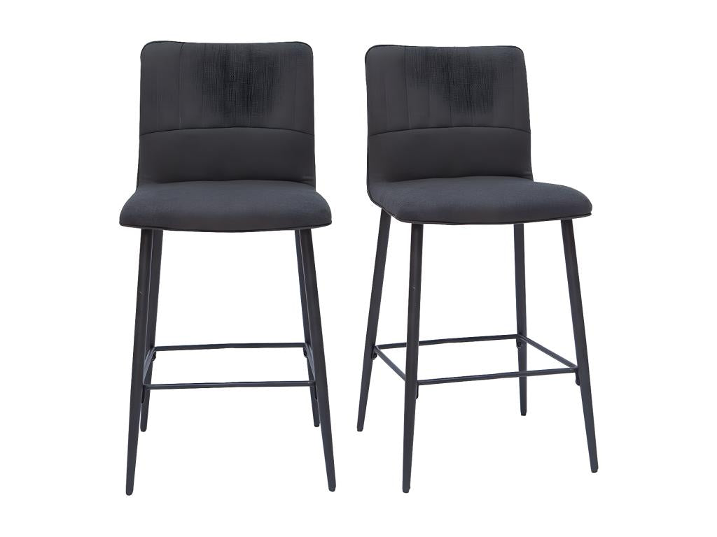 Vintage bar stools, dark grey fabric, set of 2, H62 cm, FARELL