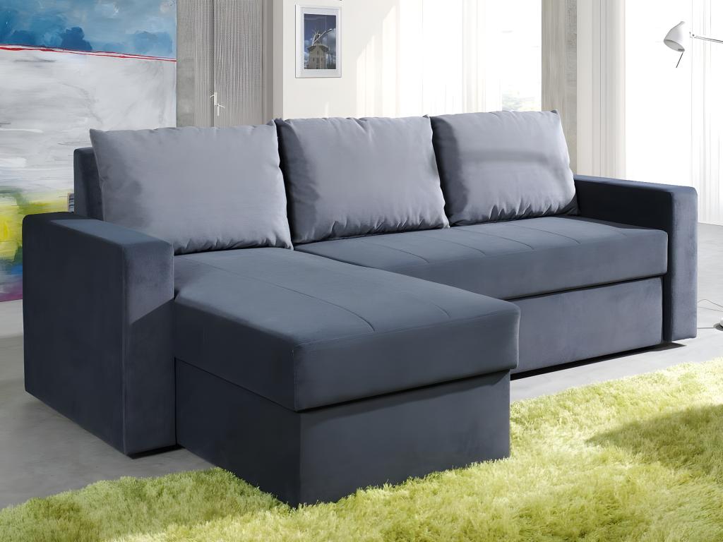 Meublita 111 Grey Corner Sofa with Sleeping Function and Bedding Box, 234x156x82cm