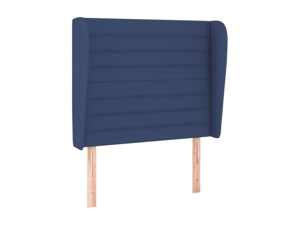 Headboard with wings, Blue, 83x23x118/128 cm, Fabric
