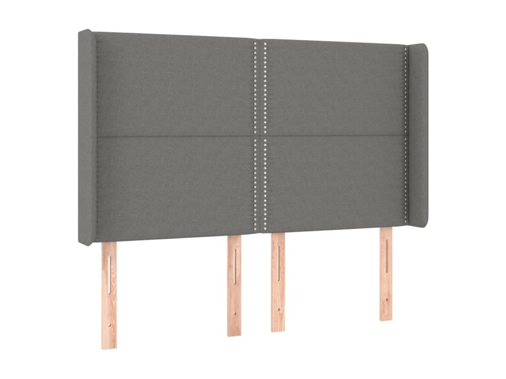 Headboard with wings, Dark Grey, 147x16x118/128 cm, Fabric