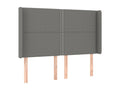 Headboard with wings, Dark Grey, 147x16x118/128 cm, Fabric