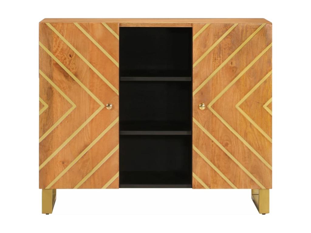 Brown and black side cabinet, 90x33.5x75 cm, mango wood