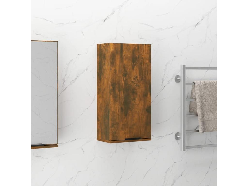 Wall-mounted bathroom cabinet, smoked oak, 32x20x67 cm