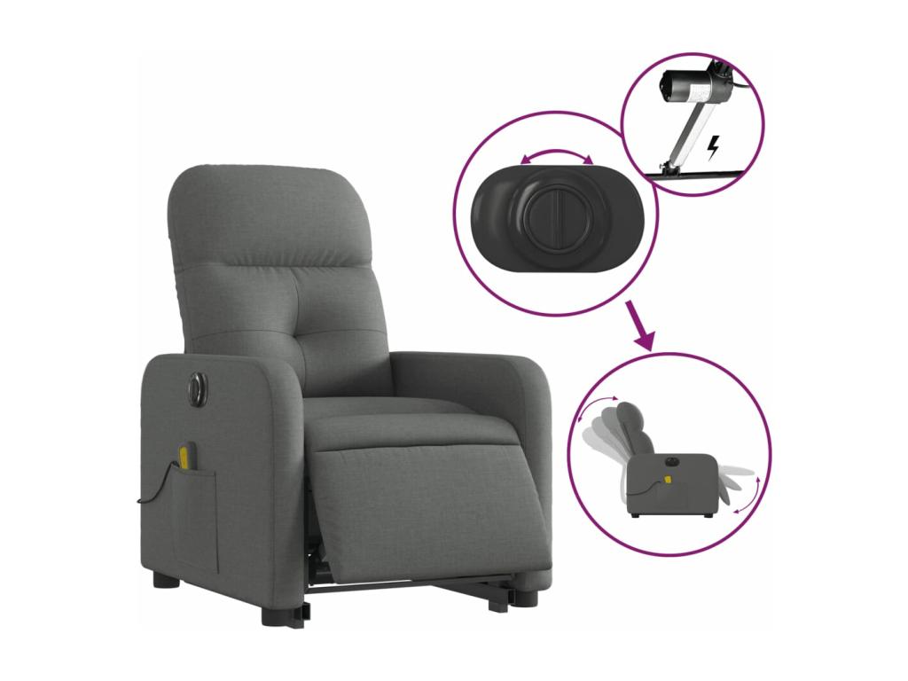 Dark Grey Fabric Electric Massage Recliner