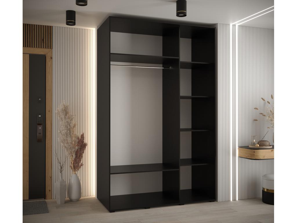 Meublita 5 Sliding Door Wardrobe 235.2/150/60 3 Doors Black/White/Black