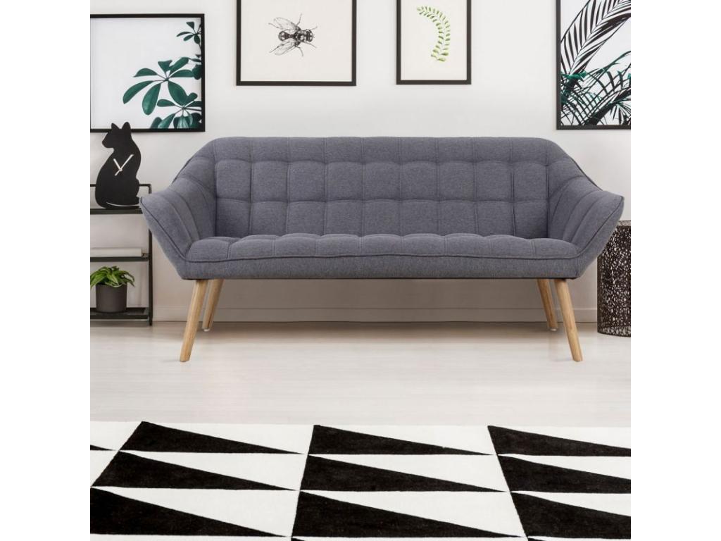 Laos 3-Seater Scandinavian Sofa 190cm Grey