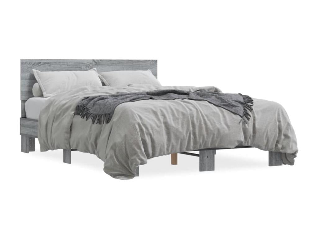 Vertchez grey bed frame 120x200 engineered wood and metal