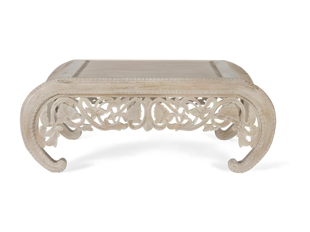 White Wood Coffee Table 120x90x46cm - Vertchez