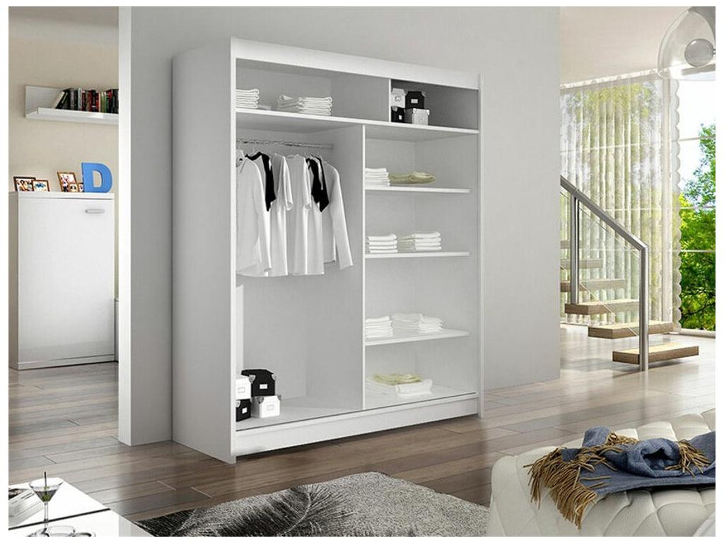 Meublita 149 Oak Wardrobe - White 200x120x58cm Sliding Wardrobe Doors