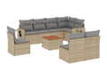 9-piece garden furniture set with cushions, beige woven resin, by MéVertchez