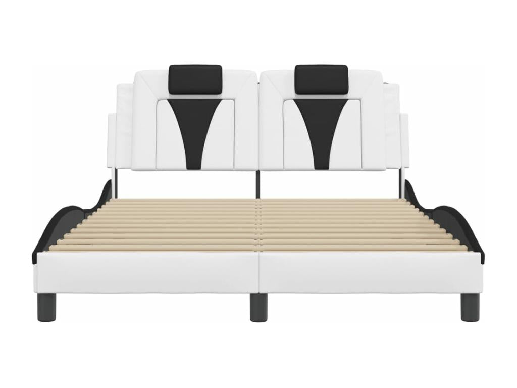 Black and white bed frame and headboard, 120x200 cm, faux leather