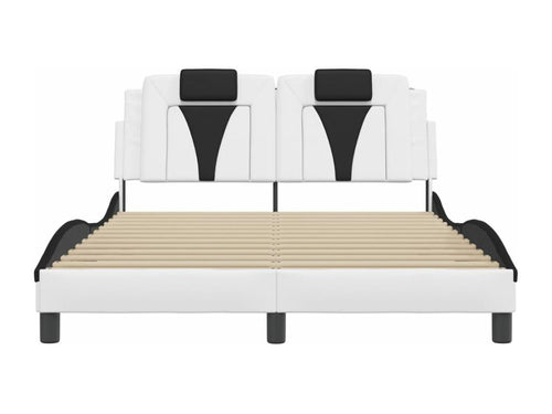 Black and white bed frame and headboard, 120x200 cm, faux leather